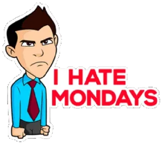😩 I HATE MONDAYS lundi, haine, dessin animé, bureau, agacé, en colère whatsapp sticker