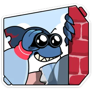 ⭐ kreskówka, naklejka, szpieg, podglądanie, lornetka, niebieska postać telegram sticker