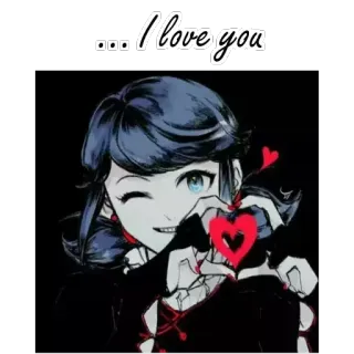 ❤ ... I love you amor, corazón, chica anime, dibujos animados, lindo telegram sticker