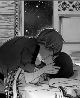 ♥️ beso, romance, amor, anime, dibujos animados telegram sticker