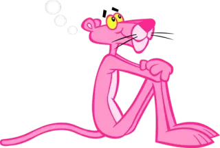 ❤ Pink Panther Cartone animato, Rosa, Pantera, Animale, Pensare telegram sticker