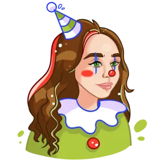 🤡 Palhaço, Festa, Fofo, Ilustração, Retrato, Feminino telegram sticker