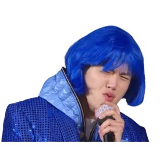 💙 orang, penyanyi, mikrofon, wig biru, pertunjukan telegram sticker