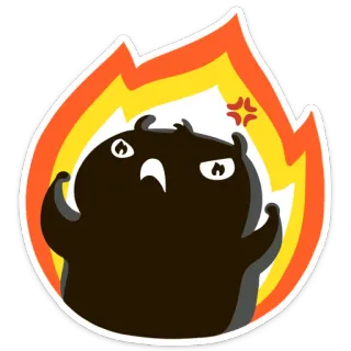 😡 bravo, fogo, desenho animado, monstro, rabugento, aquecido, chamas telegram sticker