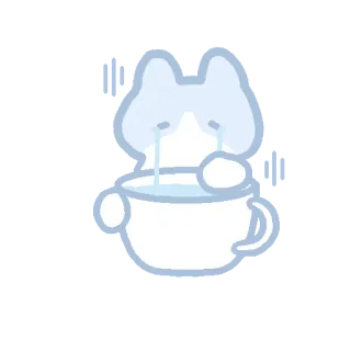 ☁️ chat, pleurs, triste, tasse, larmes, kawaii whatsapp sticker