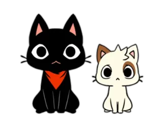 👫 gato, gato preto, gato branco, animal, fofo, desenho animado, gatinho telegram sticker