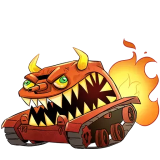 😡 tanque, diabo, desenho animado, veículo, militar telegram sticker