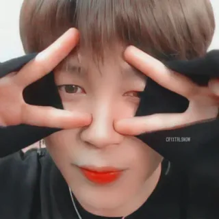 🌷 CFXITHLSNOW persona, selfie, signo de paz, lindo, ojos, pelo whatsapp sticker