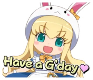☺️ Have a G'day cute, anime style, bunny, greeting, good day telegram sticker