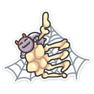 👍 aranha, esqueleto, mão, teia, halloween, fofo, desenho animado whatsapp sticker