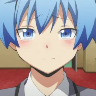 😢 Nagisa Shiota Assassination Classroom anime, boy, blue hair, Nagisa Shiota, Assassination Classroom telegram sticker