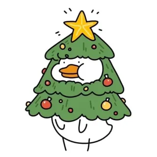 🌟 duck, christmas, cute, cartoon, tree, festive telegram sticker
