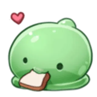 😋 Капля, Слизь, Милый, Каваий, Зеленый, Сердце, Еда, Ест telegram sticker