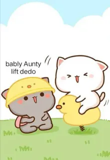 😂 bably Aunty lift dedo cute, cats, cartoon, duck, animals, friendship whatsapp sticker