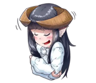 😅 Anime, Ragazza, Demone, Carina, Corna, Elfo, Arrossendo, Cartone animato telegram sticker