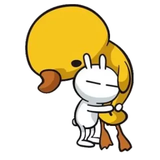 🤗 pato, conejo, abrazo, dibujos animados, lindo, animal telegram sticker