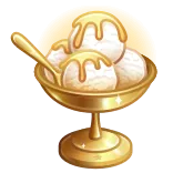 🎁 gelato, dessert, cibo, dolce, sfizio, palline, dorato, ciotola whatsapp sticker
