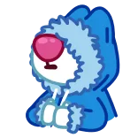 😐 Мультфильм, Персонаж, Милый, Синий, Зима, Животное, Худи telegram sticker