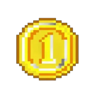 🌟 1 coin, gold, number, pixel, retro, game telegram sticker