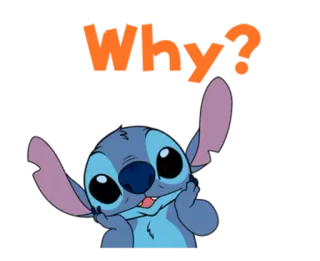 ❓ Stitch Why? Cartoni animati, Disney, Lilo, Esperimento 626, Alieno telegram sticker