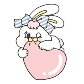 ❤️ kelinci, hati, kartun, lucu, binatang telegram sticker