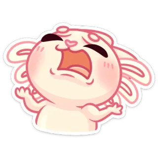 😭 Kreskówka, Zwierzę, Wyrażenie, Uroczy, Biały whatsapp sticker
