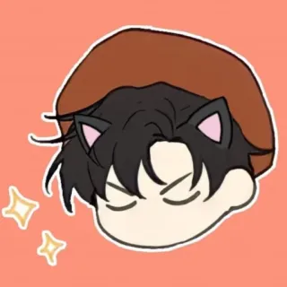 🐈‍⬛ animé, oreilles de chat, endormi, mignon, kawaii, chibi whatsapp sticker