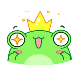 🤩 лягушка, корона, блеск, эмодзи, мультфильм, смешной telegram sticker