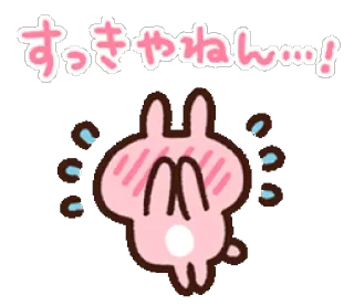 😳 すっきゃねん…！ carino, coniglio, rosa, giapponese, testo, sticker, amore, kawaii whatsapp sticker
