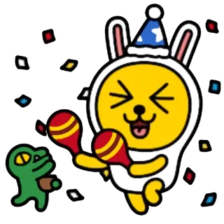 🎉 Kartun, Pesta, Perayaan, Marakas, Binatang, Konfeti telegram sticker