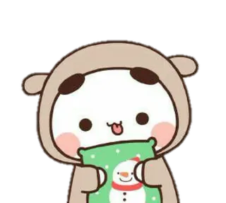 🐼 Dessin animé, Mignon, Kawaii, Animal, Bonhomme de neige whatsapp sticker
