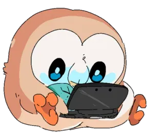 🎮 Rowlet pokemon, hibou, jeu vidéo, mignon, dessin animé telegram sticker