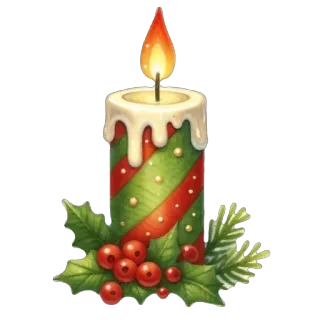 🫥 candle, christmas, holiday, decoration, winter, festive, berries telegram sticker