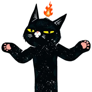 😐 猫, 耸肩, 可爱, 黑猫, 插图, 动物 telegram sticker
