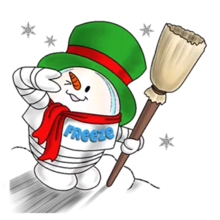 😉 Freeze boneco de neve, inverno, congelar, desenho animado, feriado, frio, cachecol, chapéu telegram sticker