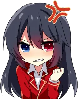 💢 anime, enojada, chica, rojo, uniforme escolar whatsapp sticker