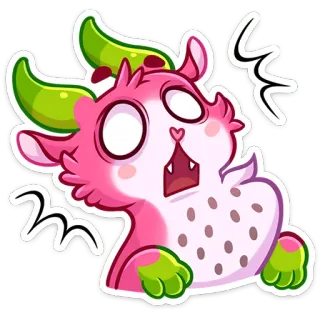 😳 adesivo, animale, cartone animato, carino, frutto del drago, rosa, terrorizzato, mostro telegram sticker