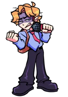 💨 Senpai Friday Night Funkin' friday night funkin, senpai, personaje, videojuego, micrófono, canto, anime telegram sticker