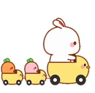🐰 토끼, 병아리, 기차, 귀여운, 카와이, 동물 telegram sticker