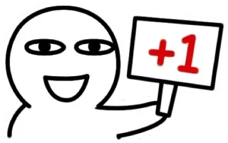 👍 +1 più uno, meme, accordo, semplice, cartone animato telegram sticker