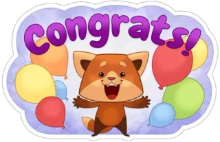 😊 congrats! felicitaciones, celebración, globos, fiesta, panda rojo telegram sticker