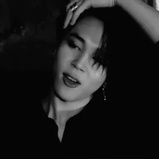 ♟ Jimin Jimin, BTS, K-Pop, singer, idol, black and white, portrait telegram sticker