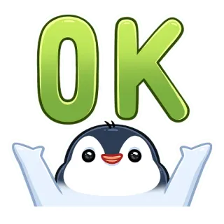 👌 OK ok, Pinguin, Zustimmung, grün, Genehmigung telegram sticker