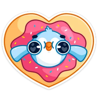 ❤️ pájaro, dona, lindo, sticker, corazón, dibujos animados, dulce telegram sticker