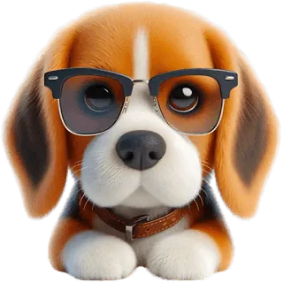 🤨 beagle, dog, glasses, cute, animal, pet telegram sticker