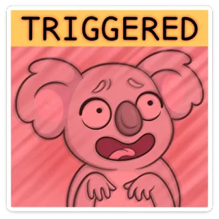 😬 TRIGGERED ausgelöst, Koala, Meme, Ausdruck, lustig, Cartoon whatsapp sticker