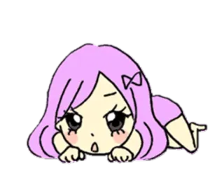 😈 Mädchen, niedlich, kawaii, Chibi, Anime, lila telegram sticker
