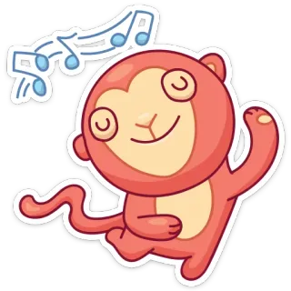 🎧 małpa, taniec, muzyka, kreskówka, zwierzę, słodkie, naklejka whatsapp sticker