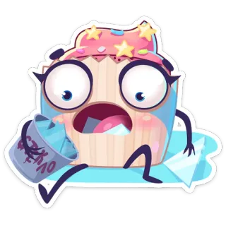 😮 Вздуло 杯子蛋糕, 卡通, 可爱, 贴纸, 食物, 甜点, 甜 telegram sticker