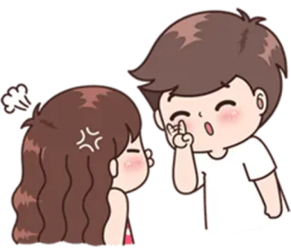 ☝ couple, dessin animé, amour, relation, mignon, en colère, flirt telegram sticker